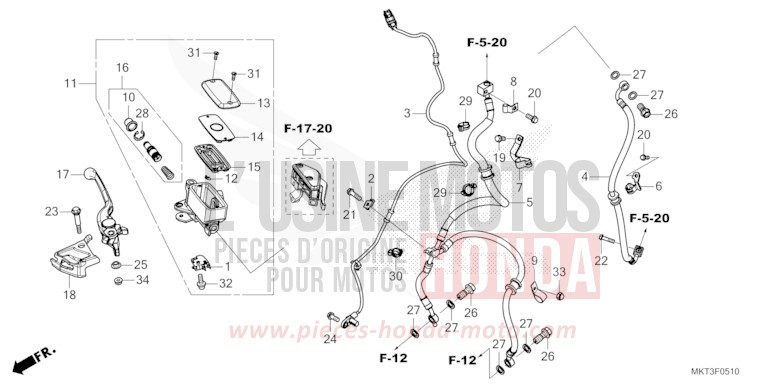 FRONT BRAKE MASTER CYLINDER for X-ADV 750 GRAND PRIX RED (R380) from 2021